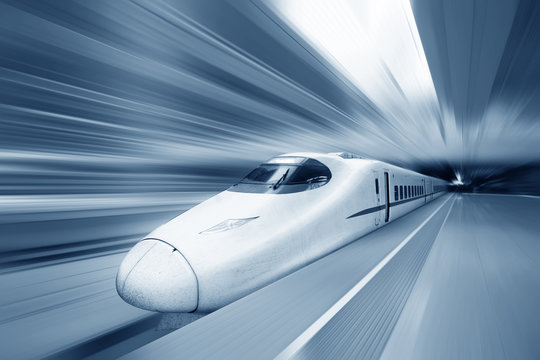 Fast Train With Motion Blur.