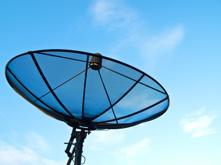 A Satellite dish on blue sky background