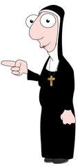 Nun pointing
