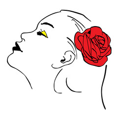 beautiful girl profile vector