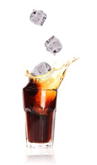 Cola splash, isolated on white background