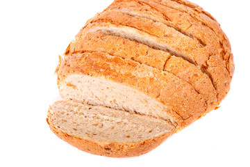 Loaf of Sliced Whole Grain Bread on White