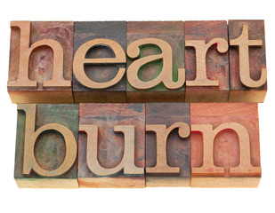 heartburn word in letterpress type