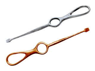 Steel and bronze flat screwdrivers with double-ring handle