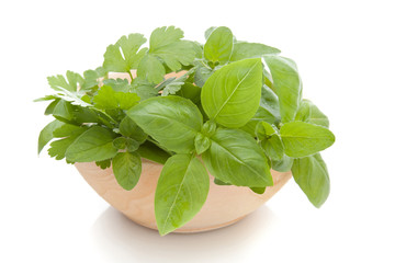 A bowl of fresh herbs
