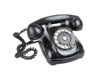 Retro phone, A black vintage phone isolate over white screen.