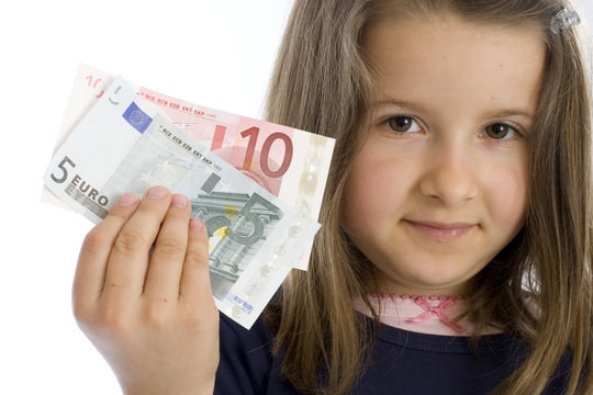 sechsjähriges Mädchen mit Geldscheinen (mr)