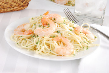 Italian spaghetti with shrimp