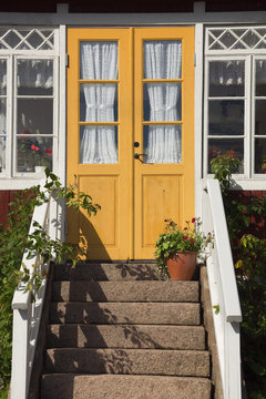 Entrance of typical house in Sweden