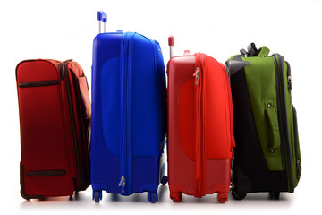 Luggage consisting of large suitcases isolated on white