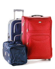 Luggage consisting of suitcases and travel bag isolated on white