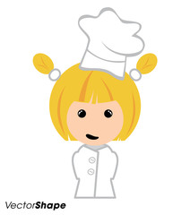 Little girl kitchen cook vector illustration