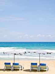 Fototapeta na wymiar Beach chair, Phuket, Thailand in sunny day