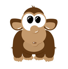 Obraz premium Funny cartoon monkey on the white background
