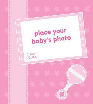 Template frame design for baby girl photo