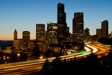 Naklejka na ściany i meble Seattle Downtown Skyline Evening View
