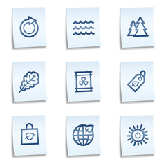 Ecology web icons set 3,  blue notes
