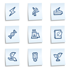Ecology web icons set 5, blue notes