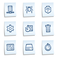 Internet security web icons, blue notes