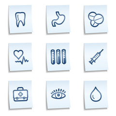 Medicine web icons set 1, blue notes