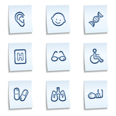 Medicine web icons set 2, blue notes