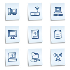 Network web icons, blue notes