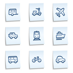 Transport web icons, blue notes