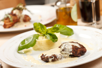 beef steak with potatoes