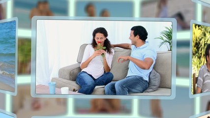 Montage of men offering a rose to their girlfriends - Powered by Adobe