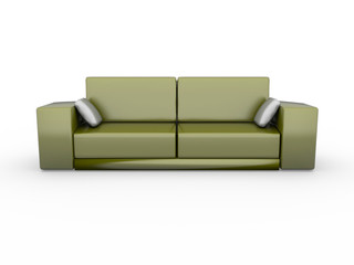 3d green sofa isolated on white