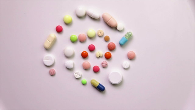 Spiral made of pills spinning