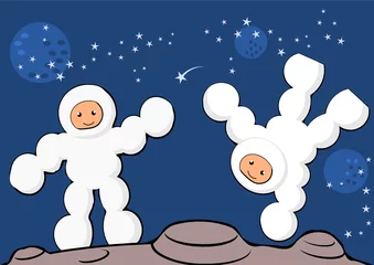 Fotobehang Kosmos astronauten op planeet