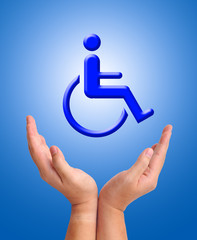Conceptual image, care for handicapped person.
