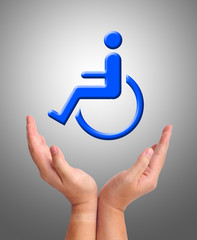 Conceptual image, care for handicapped person.