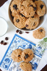 Oatmeal cookies and a glass of milk