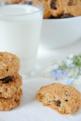 Oatmeal cookies and a glass of milk