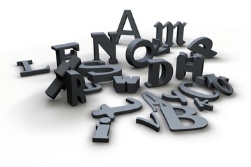3D Buchstaben - grau