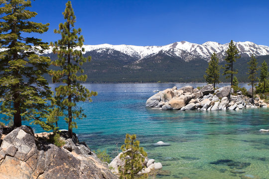 beautiful Lake Tahoe with view on Sierra Navada mountains
