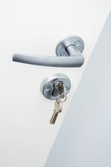 door with  key in lock