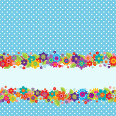 Greeting card with flowers and polkadot pattern