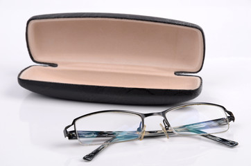 Eye glasses whit box isolated on white background