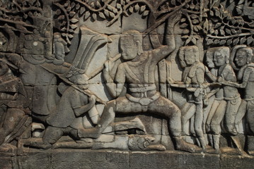 Fototapeta na wymiar Relief im Tempel Bayon 2