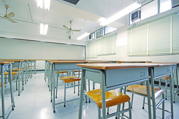 Empty big classroom at school