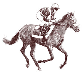 Pferd und Jockey