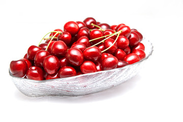 fresh cherry with a tail