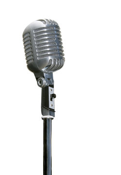 retro chrome microphone isolated on white