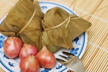 Traditional dumplings and ingredients