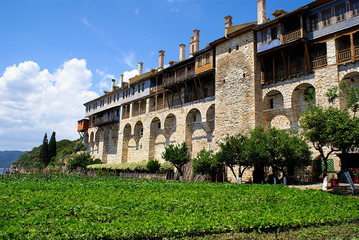 Obraz premium Monastery Xenofontos on Mount Athos, Chalkidiki, Greece