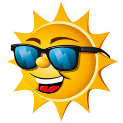 Lachende Sonne mit Sonnenbrille
