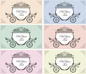 set of six color variation wedding carriage